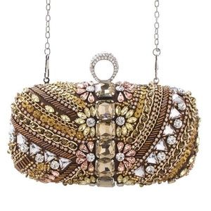 Multi jeweled purse with ring accent